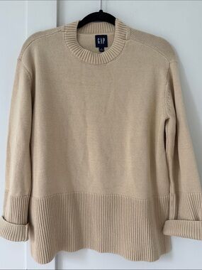 Gap Chunky Cotton Crew Oversized Ribbed Hem Sweater S